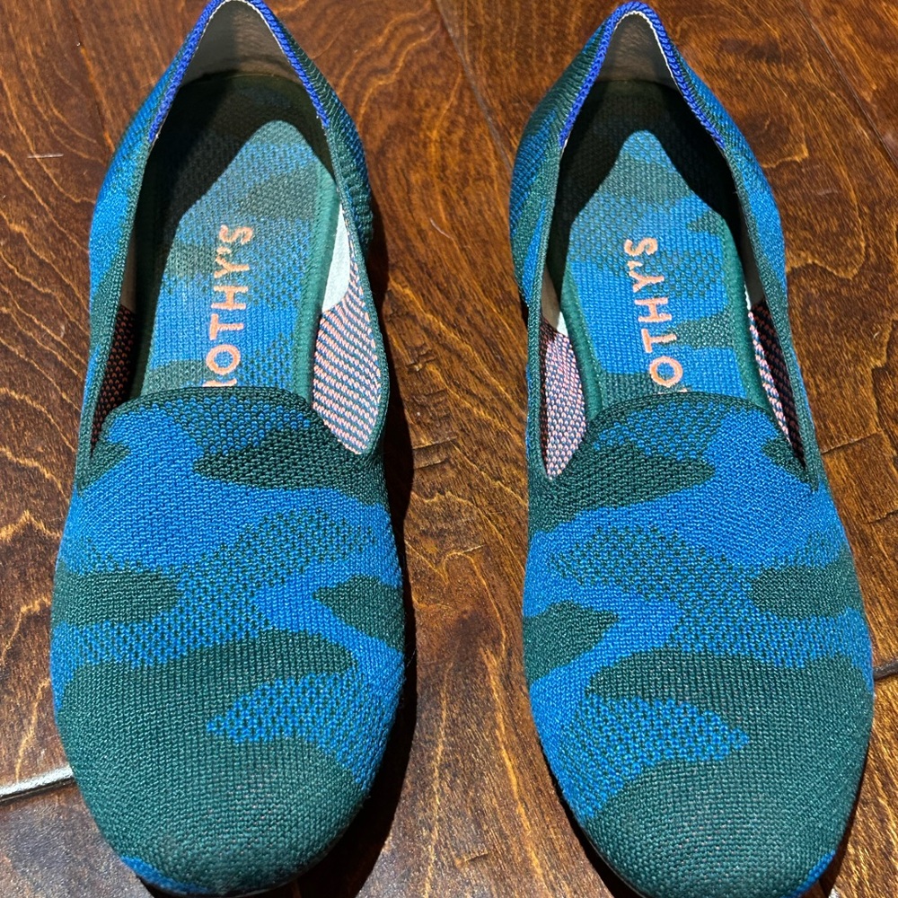 Rothy's Blue and Green Camo The Loafer 9.5